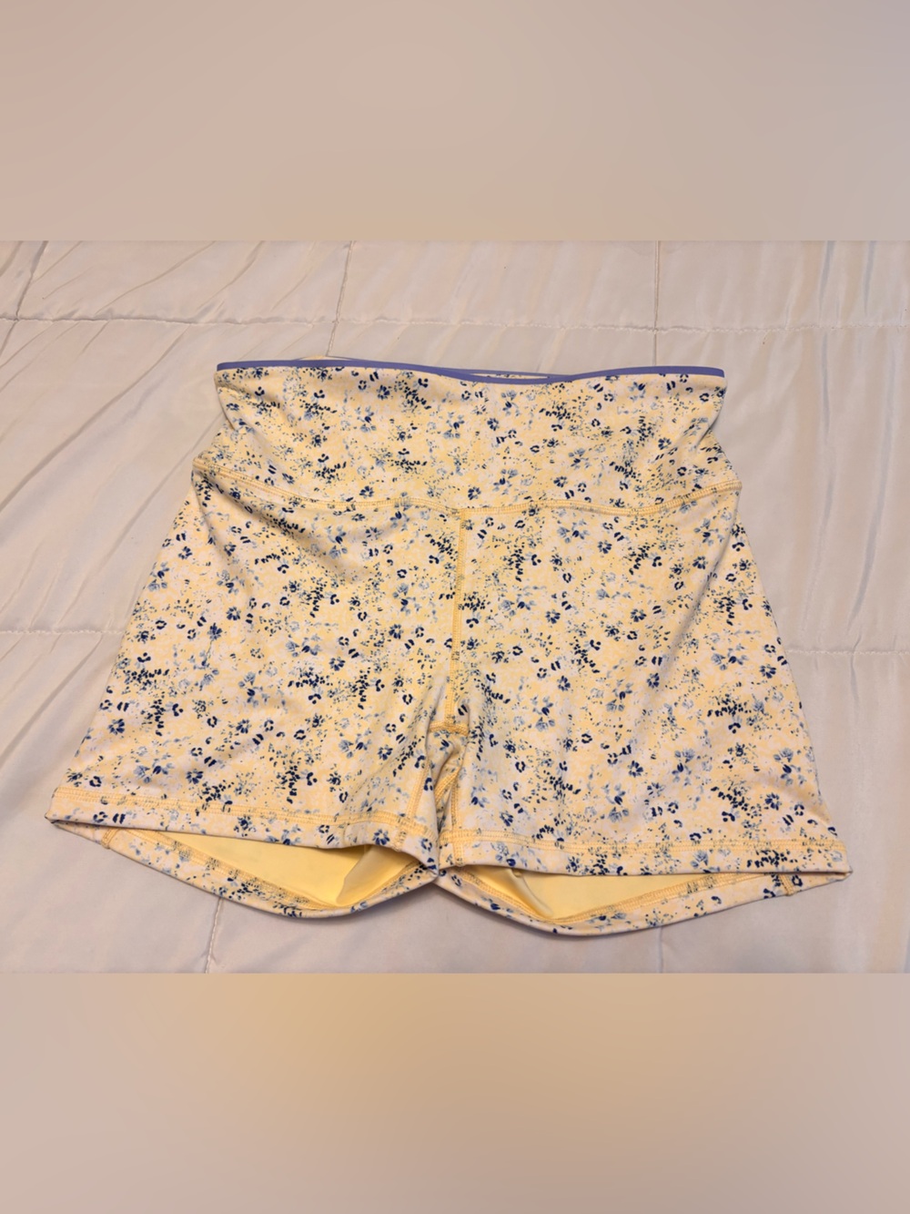 Fabletics Yellow Floral PowerHold Athletic Shorts